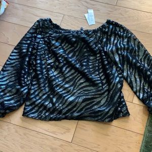 Off the shoulder shimmer top